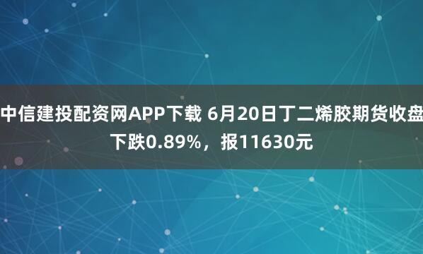 中信建投配资网APP下载 6月20日丁二烯胶期货收盘下跌0.89%，报11630元