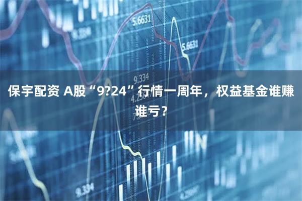 保宇配资 A股“9?24”行情一周年，权益基金谁赚谁亏？
