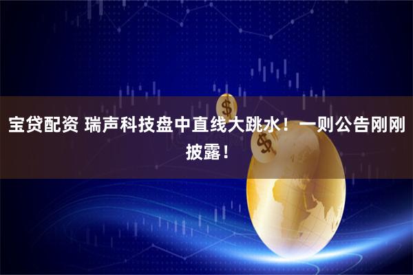 宝贷配资 瑞声科技盘中直线大跳水！一则公告刚刚披露！